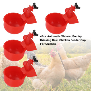 4Pc Chicken Watering Cup Automatic Filling Water Drinking Bowl For Duck And More