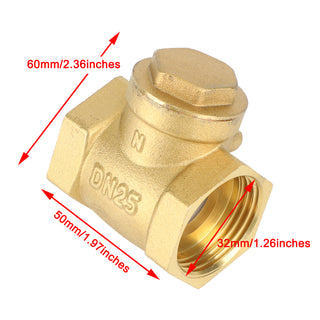 1" Female Thread Brass Horizontal DN25 One-Way Non-Return Swing Check Valve