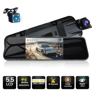 10-inch HD 1080P Rearview Mirror Streaming Media Driving Recorder Dual Lens