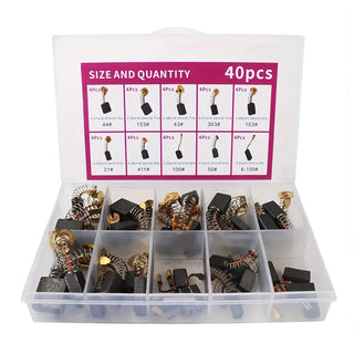 40Pcs 10 Sizes Electric Motor Carbon Brushes Replacement For Power Tool