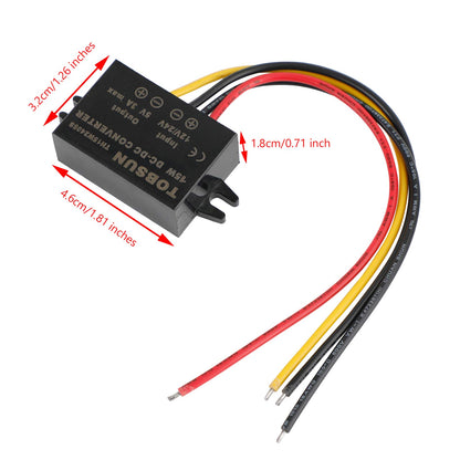 Better Waterproof DC-DC Converter 12V Step Down to 5V Car Power Supply Module 3A Generic