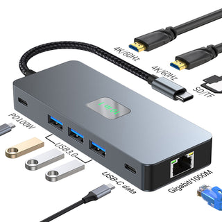 10 in 1 TYPE-C to RJ45  Gigabit USB 3.0  HDMI SD/TF PD100W USB-C Data MacBook