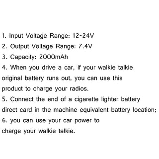 1x Car Charger Battery Eliminator For TYT MD380 Retevis RT3 RT3 Two-Way Talkie