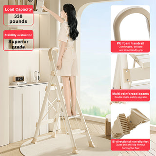 4-Step Folding Ladder with Anti-Slip Pedal & Handrail - Portable, Stable Stepladder