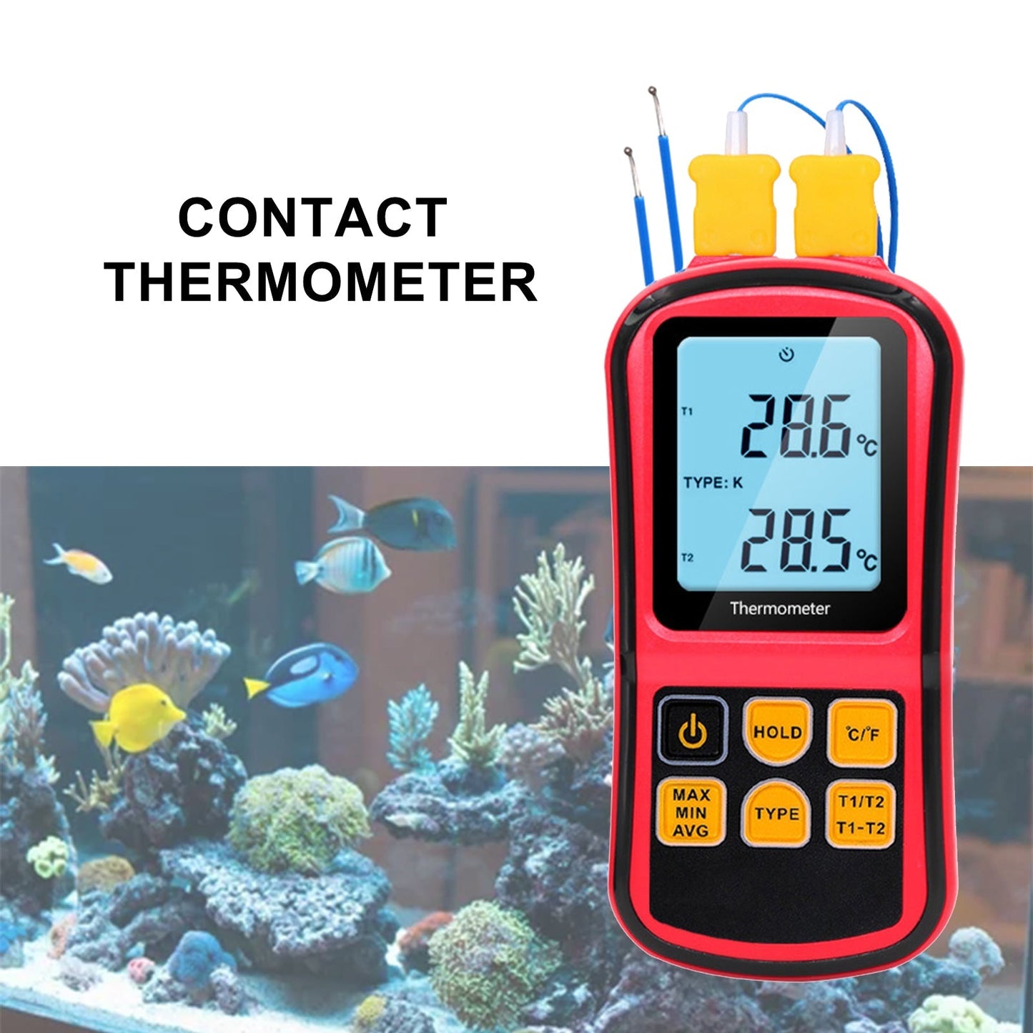 Digital Dual Channel Thermometer With 2 K-Type Thermocouple Sensor Tester Generic