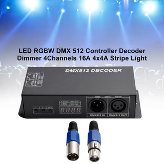 LED RGBW DMX 512 Controller Decoder Dimmer 4Channels 32A 4x8A Stripe Light