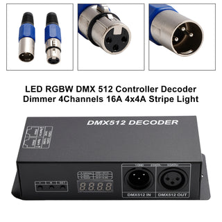 LED RGBW DMX 512 Controller Decoder Dimmer 4Channels 32A 4x8A Stripe Light