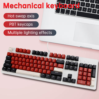 104Key Wired Mechanical Linear Switch Gaming Keyboard With Blue Switch RGB Light