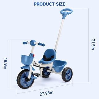Boys Girls Toddler Trike Kids Tricycle with Push Handle
