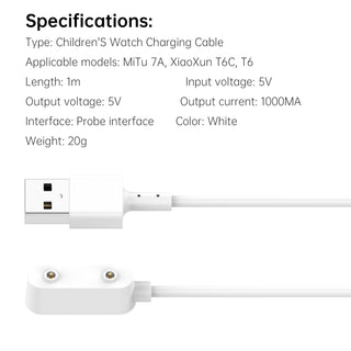 MITU Watch 7A Charging Cable Magnetic Charger Replacement For XiaoXun T6C T6