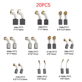 20Pcs 10 Sizes Electric Motor Carbon Brushes Replacement For Power Tool
