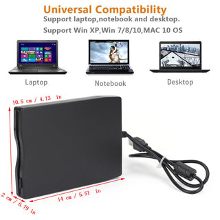USB 2.0 3.5" Data External Floppy Disk Drive 1.44MB For Laptop PC Win 7/8/10/11 Mac
