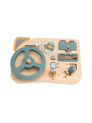 Car Toddler Busy Board – Montessori Busy Boards for Boys & Girls – 10-in-1 Wooden Sensory Board with Steering Wheel