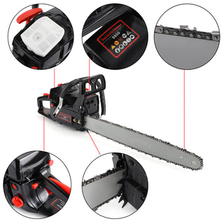 22" Gasoline Chainsaw – 62 Cc, 2.5 KW- Powered Engine 2 Cycle Sawing Cutting Pruning and Trimming Wood