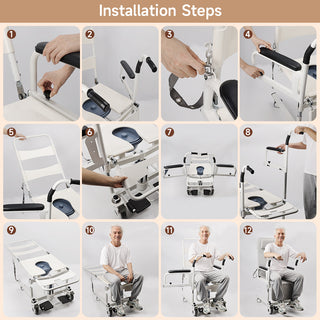 4-in-1 Patient Lift Wheelchair with Potty & Reclining Bed Function