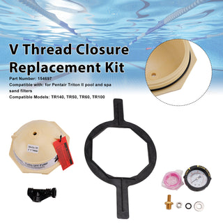154697 Tan V Thread Closure Replacement Kit For Pentair Triton II Pool and Spa Sand Filter
