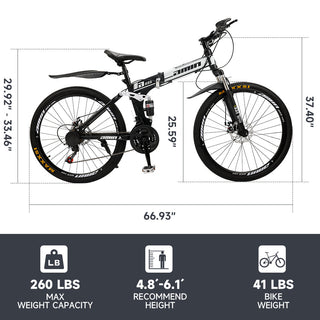 26-Inch Folding Mountain Bike – Full Suspension MTB for Adults