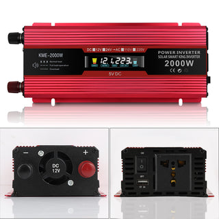 Car Power Converter Inverter DC 12V To AC 220V LCD 2000W  Charger LED Display