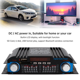 3 in 1 720W 4CH High-Power Mini Sm Amplifier Home Car 12V 220V Hifi Bluetooth