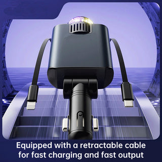 120W Super Fast Car Charger Retractable Cable Ambient Light Smart Air Freshener