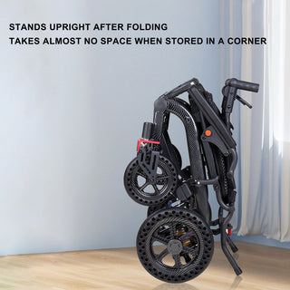High-Density Aluminum Alloy Foldable Wheelchair with Shock-Absorbing Wheels and Trolley-Style Handle – Lightweight