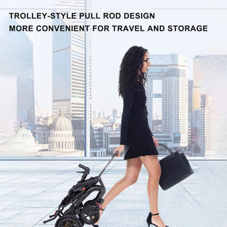 High-Density Aluminum Alloy Foldable Wheelchair with Shock-Absorbing Wheels and Trolley-Style Handle – Lightweight