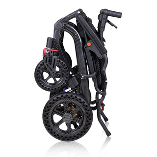 High-Density Aluminum Alloy Foldable Wheelchair with Shock-Absorbing Wheels and Trolley-Style Handle – Lightweight