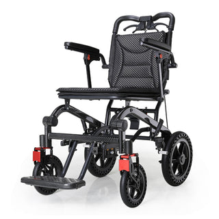 High-Density Aluminum Alloy Foldable Wheelchair with Shock-Absorbing Wheels and Trolley-Style Handle – Lightweight