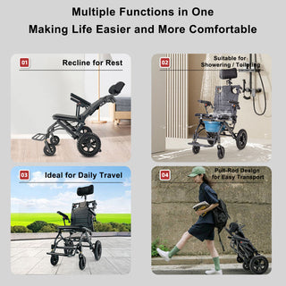 Foldable Manual Wheelchair with Lightweight Aluminum Alloy Frame