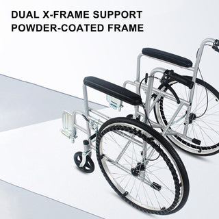24" Lightweight Manual Wheelchair with Dual X-Frame Support