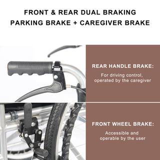 24-Inch Manual Wheelchair with Dual Brakes