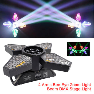 4 Arms Bee Eye Zoom Light Beam DMX Stage Light Disco Show Bar Party Lighting