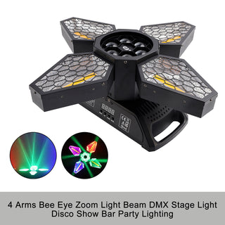 4 Arms Bee Eye Zoom Light Beam DMX Stage Light Disco Show Bar Party Lighting