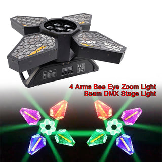 4 Arms Bee Eye Zoom Light Beam DMX Stage Light Disco Show Bar Party Lighting