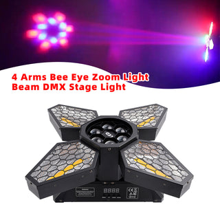 4 Arms Bee Eye Zoom Light Beam DMX Stage Light Disco Show Bar Party Lighting