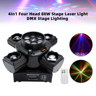 4In1 Four Head 80W Stage Laser Light DMX Stage Lighting DJ Party Lighting Effect