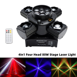 4In1 Four Head 80W Stage Laser Light DMX Stage Lighting DJ Party Lighting Effect