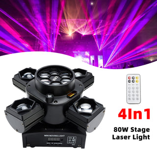 4In1 Four Head 80W Stage Laser Light DMX Stage Lighting DJ Party Lighting Effect