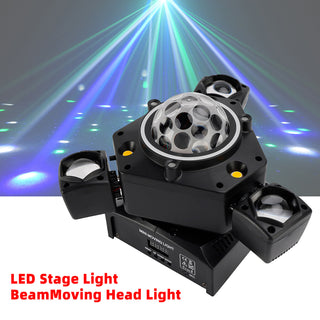 Three Head LED Stage Light Beam Moving Head Light With Laser DJ Disco Party