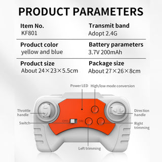 KF801 2.4G Remote Control Glider With Cool Light Flying Airplane Toy Yellow