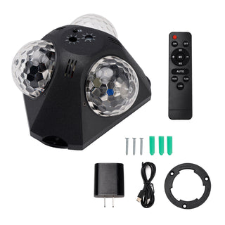 3Head Sound Activated Magic Ball Strobe Light With Remote Control For Home Party