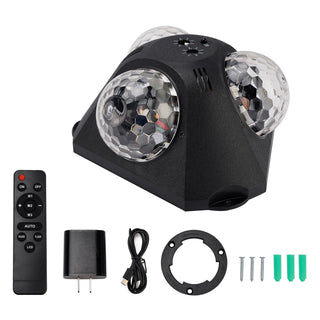 3Head Sound Activated Magic Ball Strobe Light With Remote Control For Home Party