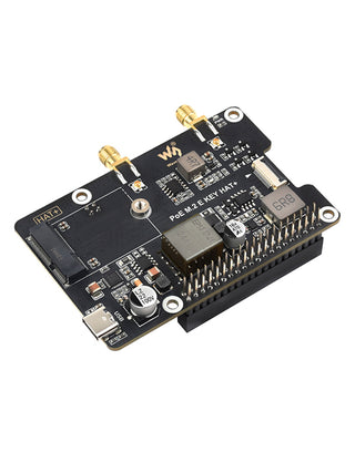 Raspberry Pi 5 PCIe to M.2 E Key with PoE Ethernet Power Supply Adapter Board
