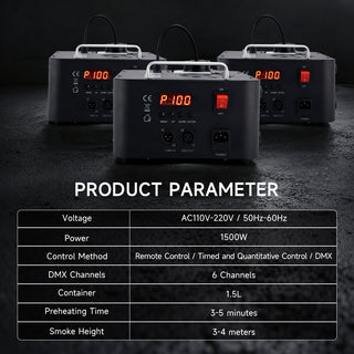 1500W 3In1 LED Light Smoke Fog Machine Stage Fogger DJ Spray Smoke Stage Effect