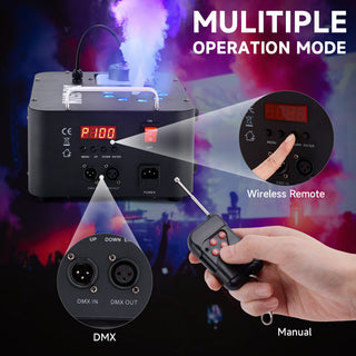 1500W 3In1 LED Light Smoke Fog Machine Stage Fogger DJ Spray Smoke Stage Effect