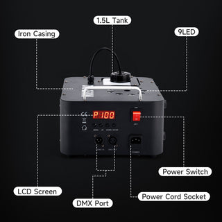1500W 3In1 LED Light Smoke Fog Machine Stage Fogger DJ Spray Smoke Stage Effect