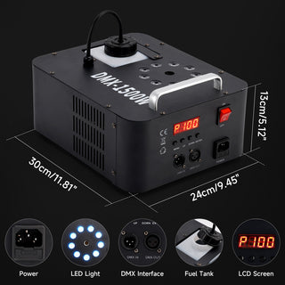 1500W 3In1 LED Light Smoke Fog Machine Stage Fogger DJ Spray Smoke Stage Effect