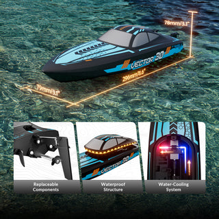 79508 Racing Boat 2.4GHz Water Cooling System RC Boat With 2 Batteries Toy Blue