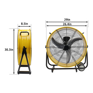 24 Inch Industrial Tilt Drum Fan 3 Velocity Speed 360° Adjustable Floor Fan