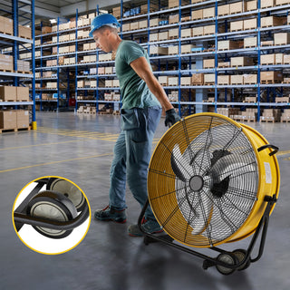 24 Inch Industrial Tilt Drum Fan 3 Velocity Speed 360° Adjustable Floor Fan